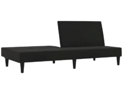 Canapé-lit à 2 Places Avec Tabouret Noir Tissu Microfibre -Meubles Soldes Boutique canape 21995355
