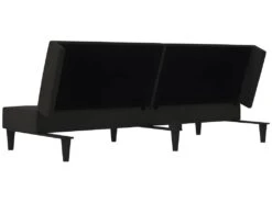 Canapé-lit à 2 Places Avec Tabouret Noir Tissu Microfibre -Meubles Soldes Boutique canape 21995359