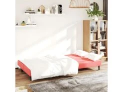 Canapé-lit à 2 Places Rose Velours -Meubles Soldes Boutique canape 21995807