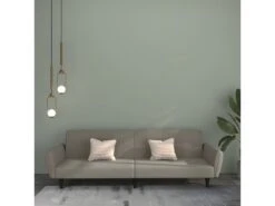 Canapé-lit à 2 Places Gris Clair Velours