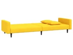 Canapé-lit à 2 Places Avec Deux Oreillers Jaune Velours -Meubles Soldes Boutique canape 21997275