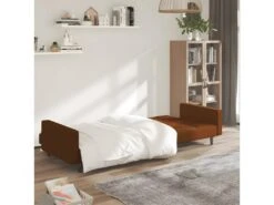 Canapé-lit à 2 Places Marron Microfibre -Meubles Soldes Boutique canape 21997387