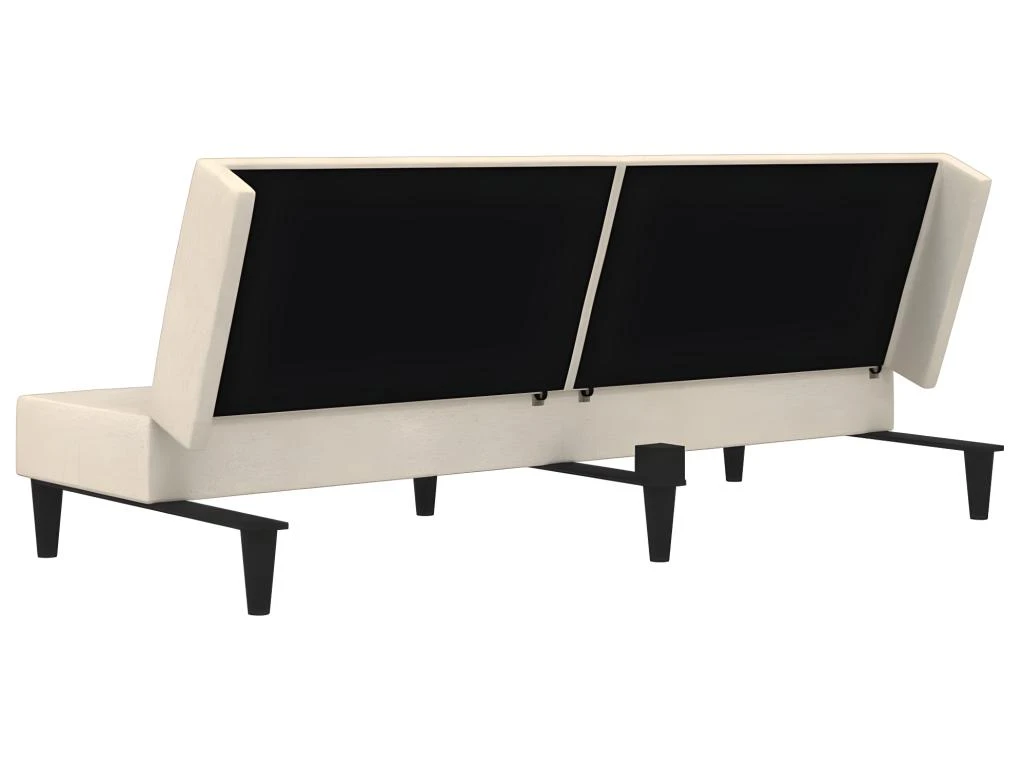 Canapé-lit à 2 Places Crème Tissu Microfibre 9 Canapé-lit à 2 Places Crème Tissu Microfibre – Image 7