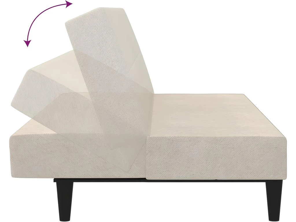 Canapé-lit à 2 Places Crème Tissu Microfibre 10 Canapé-lit à 2 Places Crème Tissu Microfibre – Image 8