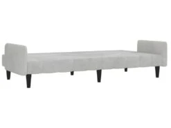 Canapé-lit à 2 Places Gris Clair Tissu Microfibre 17 Canapé-lit à 2 Places Gris Clair Tissu Microfibre -Meubles Soldes Boutique canape 21998903