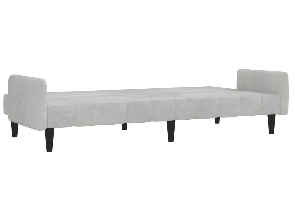 Canapé-lit à 2 Places Gris Clair Tissu Microfibre 8 Canapé-lit à 2 Places Gris Clair Tissu Microfibre – Image 6