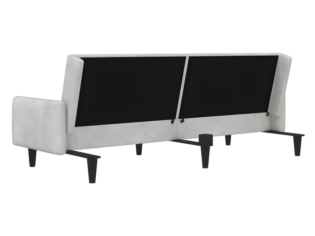 Canapé-lit à 2 Places Gris Clair Tissu Microfibre 9 Canapé-lit à 2 Places Gris Clair Tissu Microfibre – Image 7