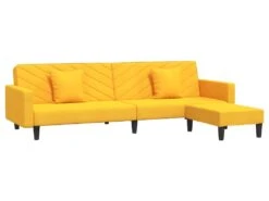Canapé-lit 2 Places 2 Oreillers Et Repose-pied Jaune Velours 14 Canapé-lit 2 Places 2 Oreillers Et Repose-pied Jaune Velours -Meubles Soldes Boutique canape 21999503