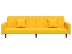 Canapé-lit 2 Places 2 Oreillers Et Repose-pied Jaune Velours 16 Canapé-lit 2 Places 2 Oreillers Et Repose-pied Jaune Velours -Meubles Soldes Boutique canape 21999507