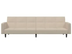 Canapé-lit à 2 Places Crème Microfibre -Meubles Soldes Boutique canape 22000643
