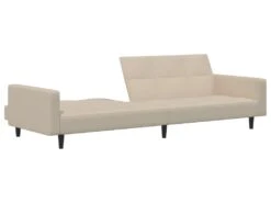 Canapé-lit à 2 Places Crème Microfibre -Meubles Soldes Boutique canape 22000645