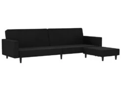 Canapé-lit à 2 Places Avec Repose-pied Noir Velours 14 Canapé-lit à 2 Places Avec Repose-pied Noir Velours -Meubles Soldes Boutique canape 22000925