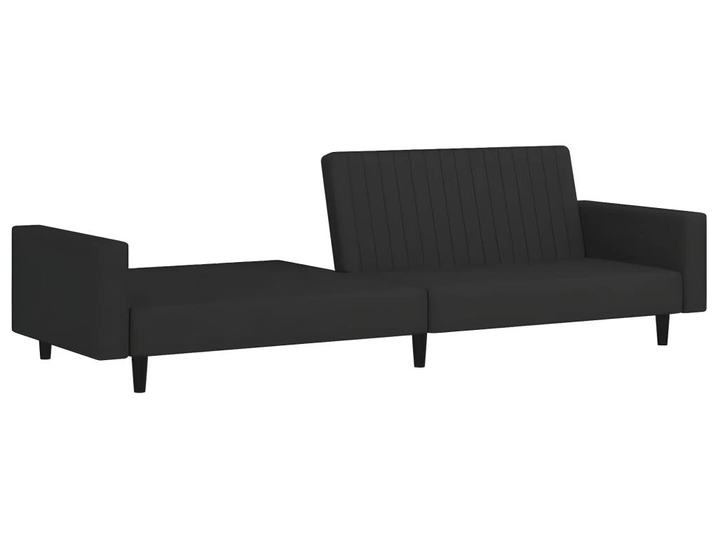 Canapé-lit à 2 Places Avec Repose-pied Noir Velours 9 Canapé-lit à 2 Places Avec Repose-pied Noir Velours – Image 7