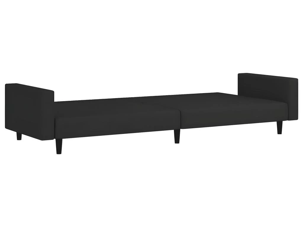 Canapé-lit à 2 Places Avec Repose-pied Noir Velours 10 Canapé-lit à 2 Places Avec Repose-pied Noir Velours – Image 8