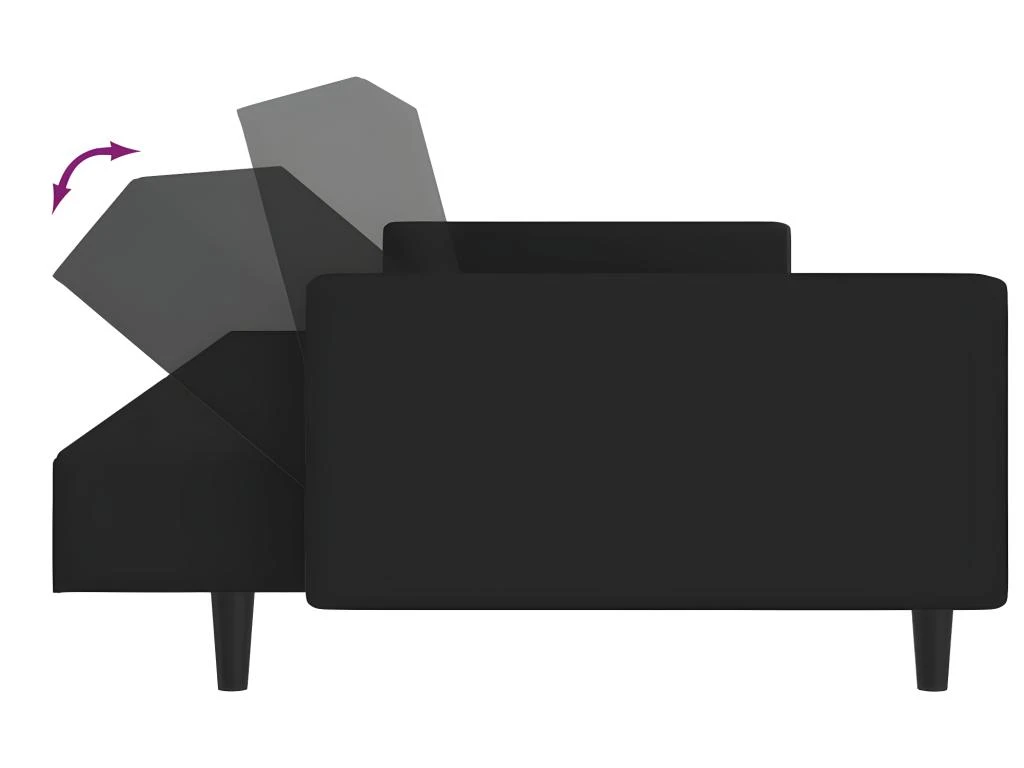 Canapé-lit à 2 Places Avec Repose-pied Noir Velours 11 Canapé-lit à 2 Places Avec Repose-pied Noir Velours – Image 9