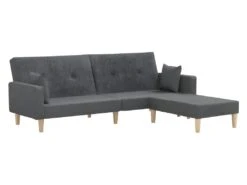 Canapé-lit à 2 Places Avec Repose-pied Gris Clair Tissu -Meubles Soldes Boutique canape 22001003