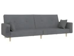 Canapé-lit à 2 Places Avec Repose-pied Gris Clair Tissu -Meubles Soldes Boutique canape 22001005