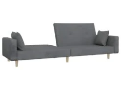 Canapé-lit à 2 Places Avec Repose-pied Gris Clair Tissu -Meubles Soldes Boutique canape 22001007