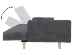 Canapé-lit à 2 Places Avec Repose-pied Gris Clair Tissu -Meubles Soldes Boutique canape 22001009