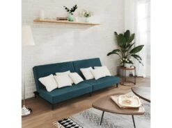 Canapé-lit à 2 Places Bleu Velours