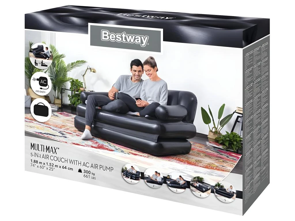 Canapé-lit Double Gonflable 5 En 1 188x152x64 Cm 12 Canapé-lit Double Gonflable 5 En 1 188x152x64 Cm – Image 10