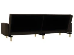 Canapé-lit à 2 Places Avec Deux Oreillers Taupe Tissu -Meubles Soldes Boutique canape 22002199