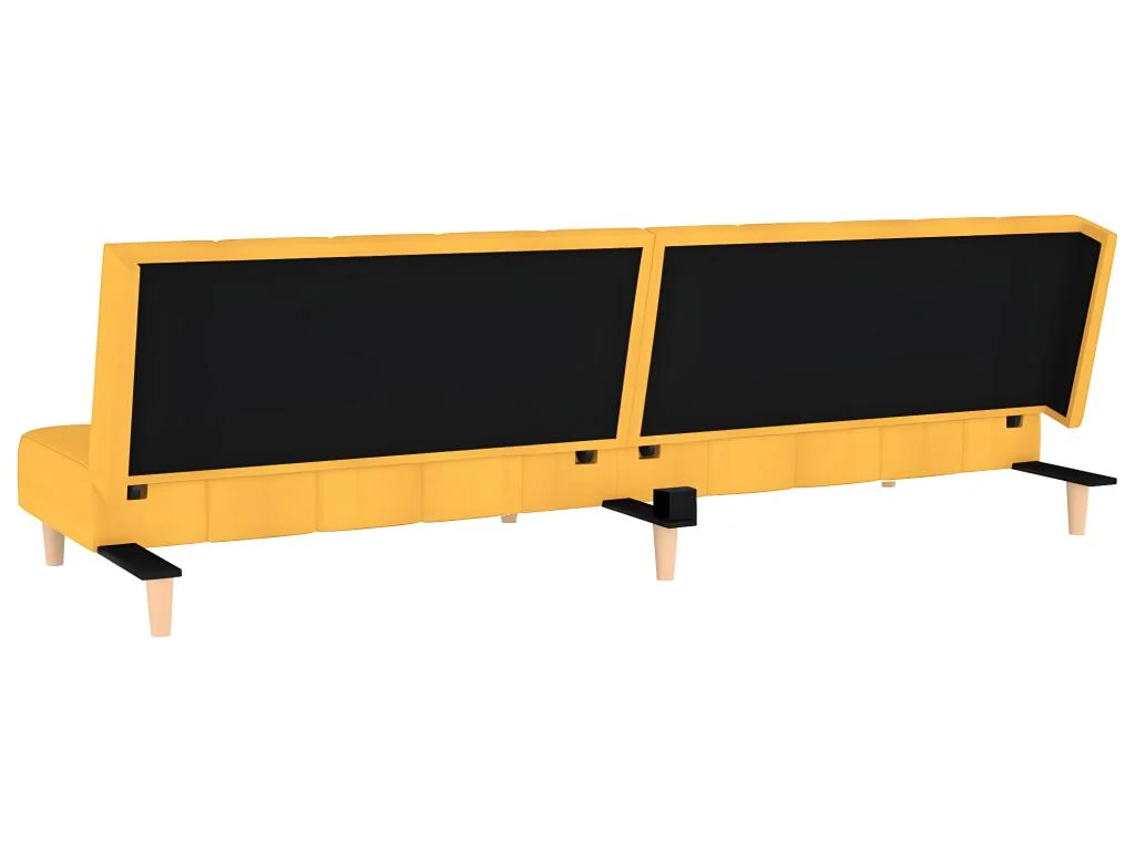 Canapé-lit à 2 Places Jaune Tissu 7 Canapé-lit à 2 Places Jaune Tissu – Image 5