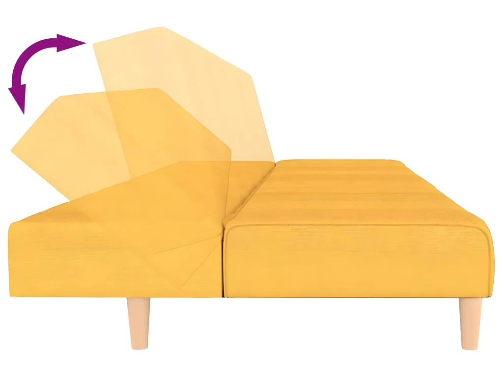 Canapé-lit à 2 Places Jaune Tissu 8 Canapé-lit à 2 Places Jaune Tissu – Image 6