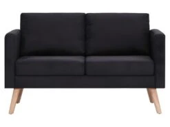 Canapé à 2 Places Tissu Noir -Meubles Soldes Boutique canape 22003173