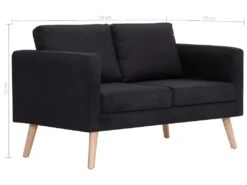 Canapé à 2 Places Tissu Noir -Meubles Soldes Boutique canape 22003183