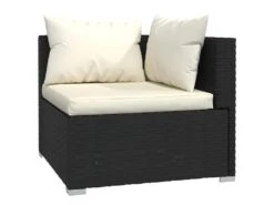 Canapé 2 Places Avec Coussins Noir Résine Tressée -Meubles Soldes Boutique canape 22005597