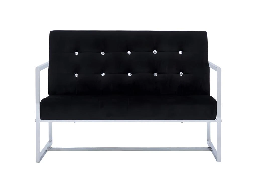 Canapé 2 Places Avec Accoudoirs Noir Chrome Et Velours 5 Canapé 2 Places Avec Accoudoirs Noir Chrome Et Velours – Image 3