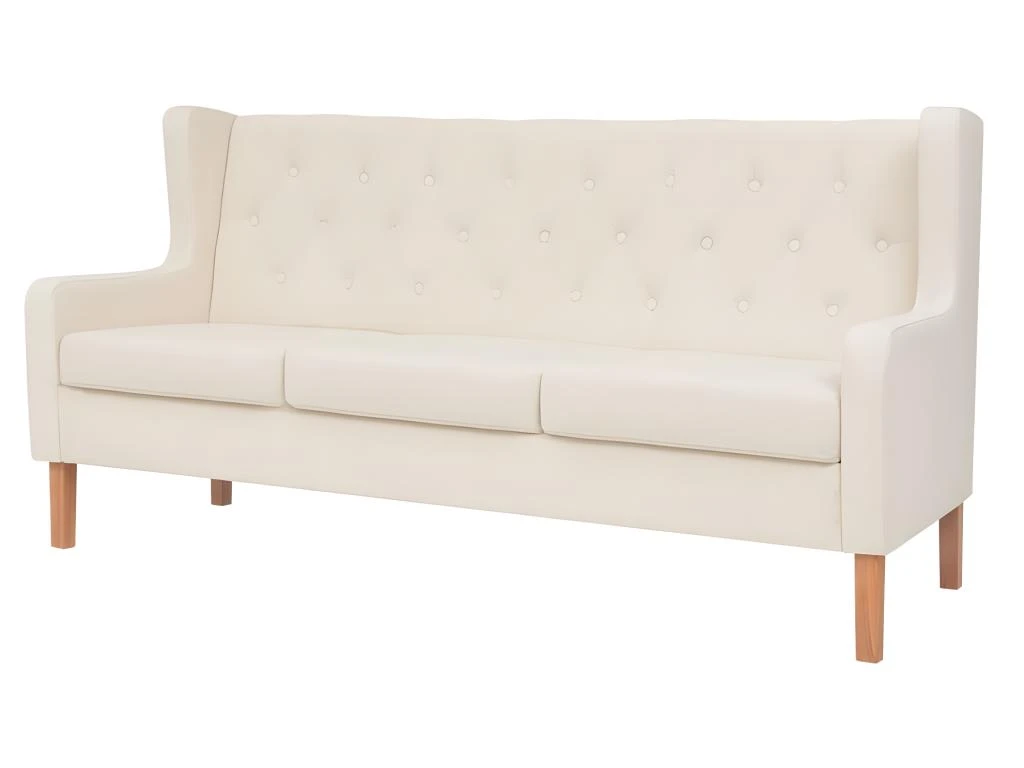 Canapé à 3 Places Tissu Blanc Crème 3 Canapé à 3 Places Tissu Blanc Crème
