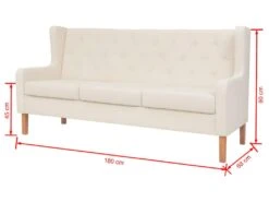 Canapé à 3 Places Tissu Blanc Crème 15 Canapé à 3 Places Tissu Blanc Crème -Meubles Soldes Boutique canape 22010261