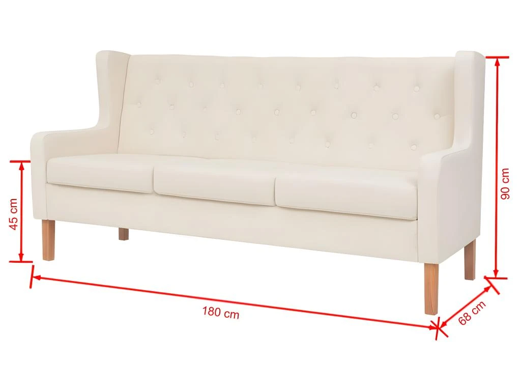 Canapé à 3 Places Tissu Blanc Crème 9 Canapé à 3 Places Tissu Blanc Crème – Image 7