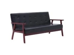 Canapé à 3 Places Noir Similicuir 8 Canapé à 3 Places Noir Similicuir -Meubles Soldes Boutique canape 22010463