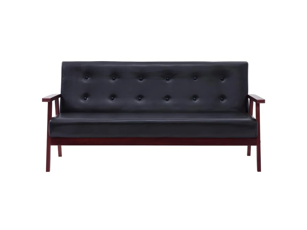 Canapé à 3 Places Noir Similicuir 5 Canapé à 3 Places Noir Similicuir – Image 3