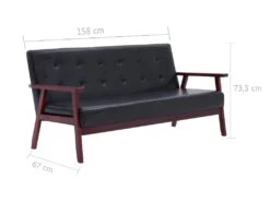 Canapé à 3 Places Noir Similicuir 11 Canapé à 3 Places Noir Similicuir -Meubles Soldes Boutique canape 22010469