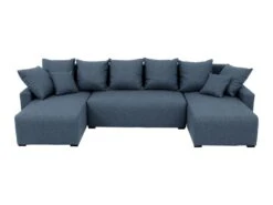 Canapé D'angle Panoramique Convertible En Tissu Bleu LADAZIA 12 Canapé D'angle Panoramique Convertible En Tissu Bleu LADAZIA -Meubles Soldes Boutique canape 22052519