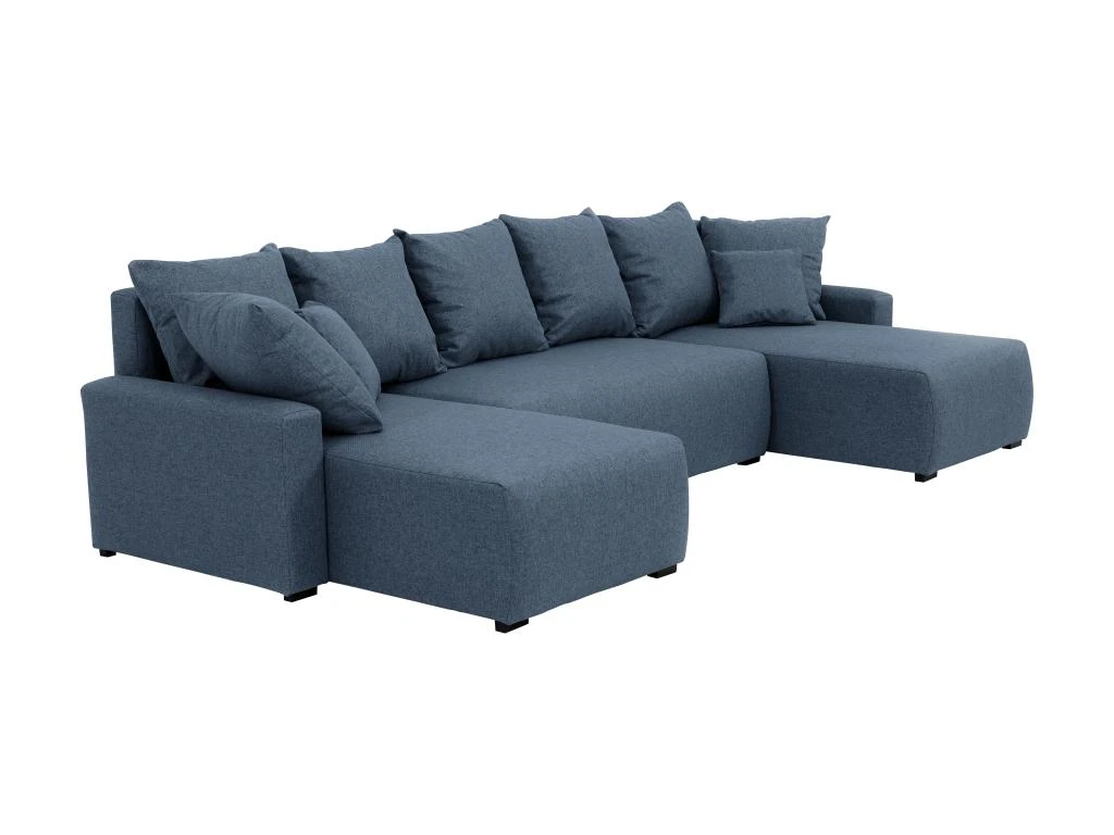 Canapé D'angle Panoramique Convertible En Tissu Bleu LADAZIA 4 Canapé D'angle Panoramique Convertible En Tissu Bleu LADAZIA – Image 2