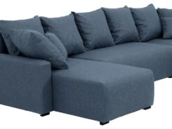 Canapé D'angle Panoramique Convertible En Tissu Bleu LADAZIA 15 Canapé D'angle Panoramique Convertible En Tissu Bleu LADAZIA -Meubles Soldes Boutique canape 22053463