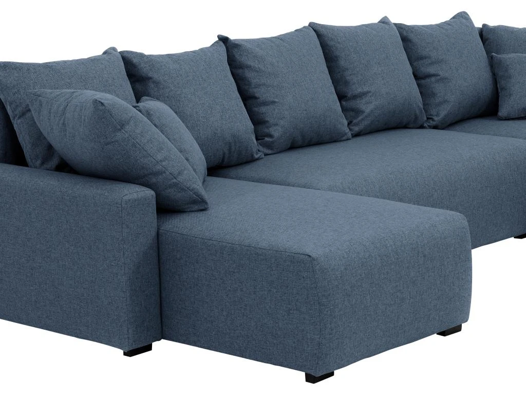 Canapé D'angle Panoramique Convertible En Tissu Bleu LADAZIA 8 Canapé D'angle Panoramique Convertible En Tissu Bleu LADAZIA – Image 6