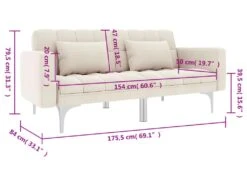 Canapé-lit Crème Tissu -Meubles Soldes Boutique canape 22059803