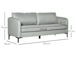 Canapé 3 Places Design TORREMOLINOS Gris -Meubles Soldes Boutique canape 22099341