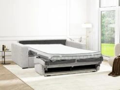 Canapé 3 Places Convertible Express En Velours Côtelé Beige - Couchage 140 Cm - Matelas 14 Cm - MONDOVI -Meubles Soldes Boutique canape 22129767