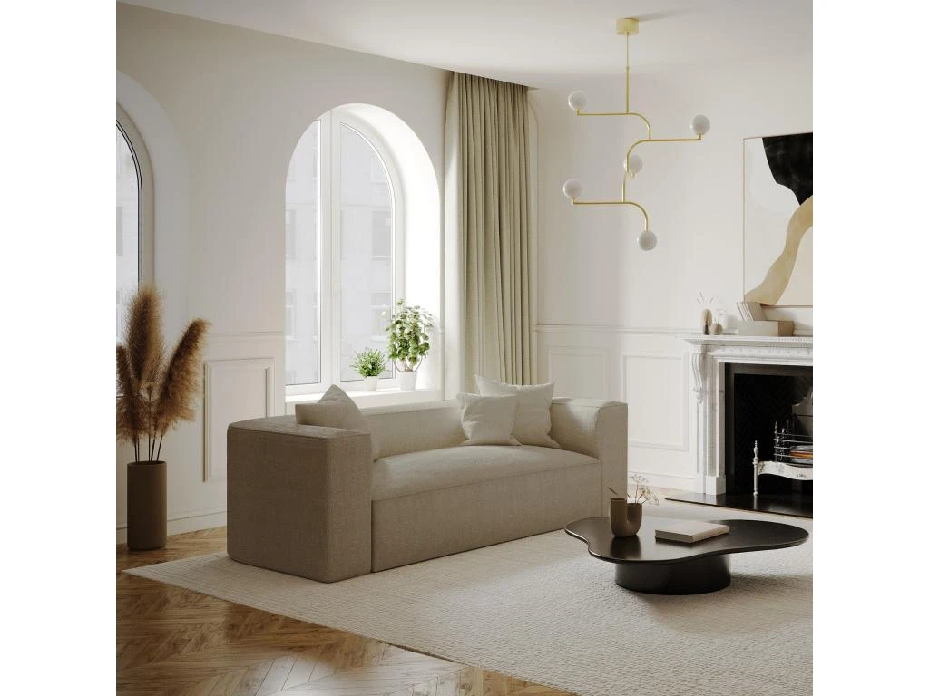 Canapé 3 Places Tissu Bouclette Taupe 4 Canapé 3 Places Tissu Bouclette Taupe – Image 2