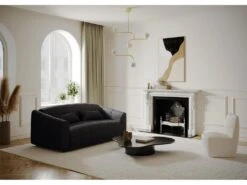 Canapé Convertible Express Matelas Tissu Bouclette Noir 140cm -Meubles Soldes Boutique canape 22207563