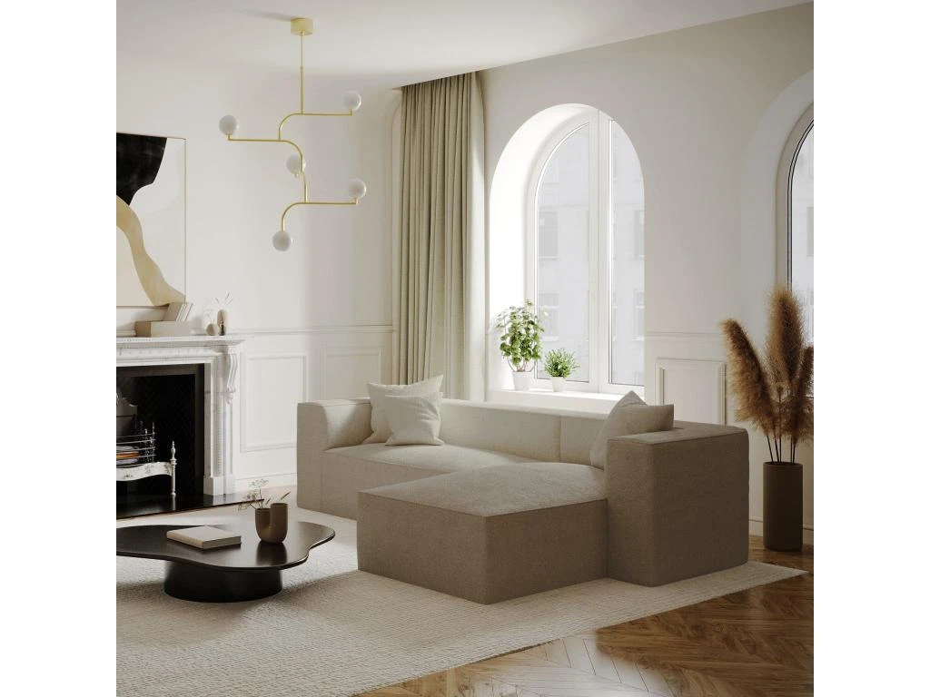 Canapé D'angle Droit Tissu Bouclette Taupe 4 Canapé D'angle Droit Tissu Bouclette Taupe – Image 2