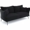 Canapé 3 Places Velours Texturé Noir -Meubles Soldes Boutique canape 22248817