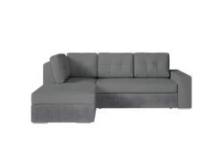 ADEN - Canapé D'angle Convertible Avec Coffre En Tissu - Gris - Angle Gauche